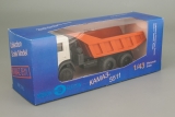 КАМАЗ-5511 самосвал - вертикальный ребра жесткости - белый/оранжевый 1:43